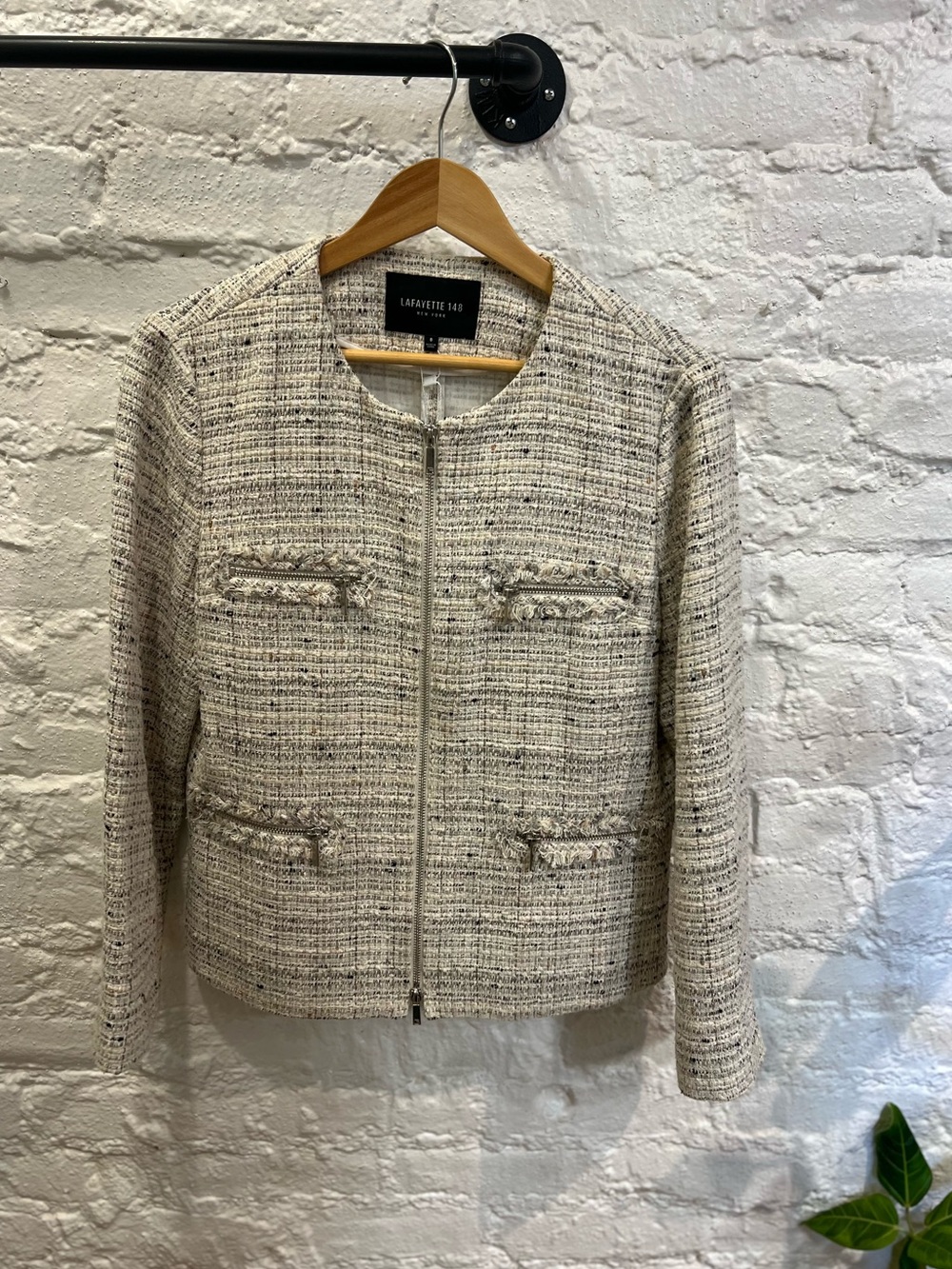 Lafayette 148 New York Tweed Zip-Up Jacket